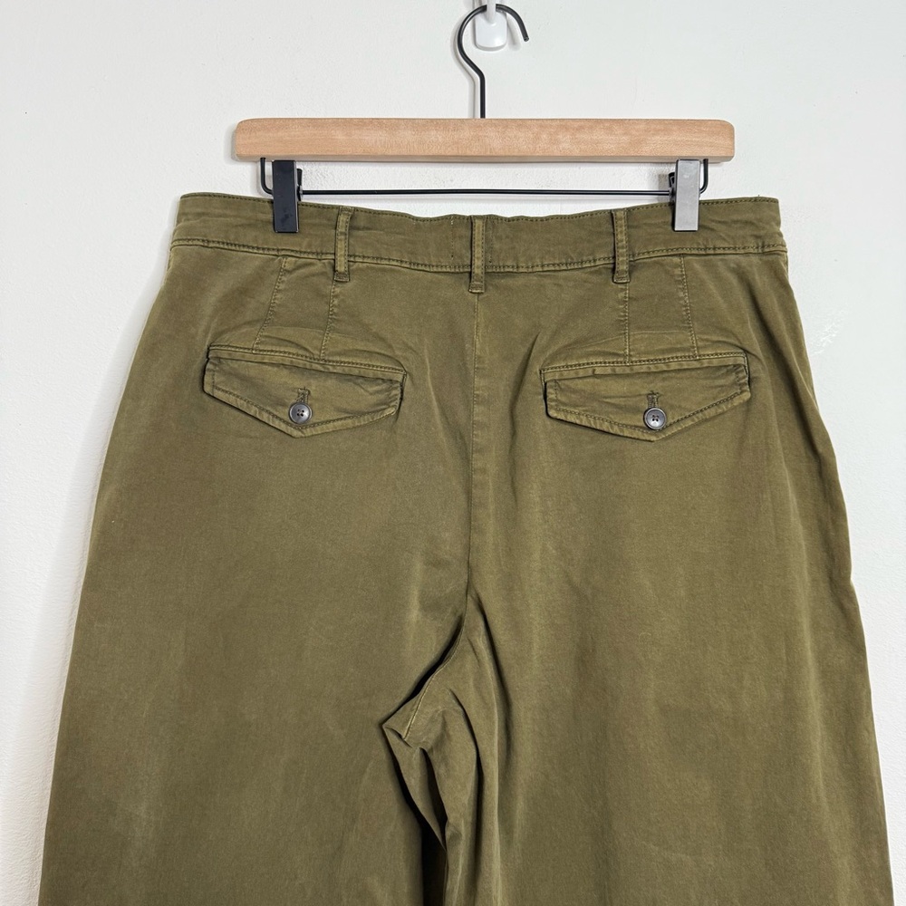 Anthropologie Maeve Oversized Wide-Leg Pleated Chino Pants in Moss Green Size 12 - Picture 10 of 16